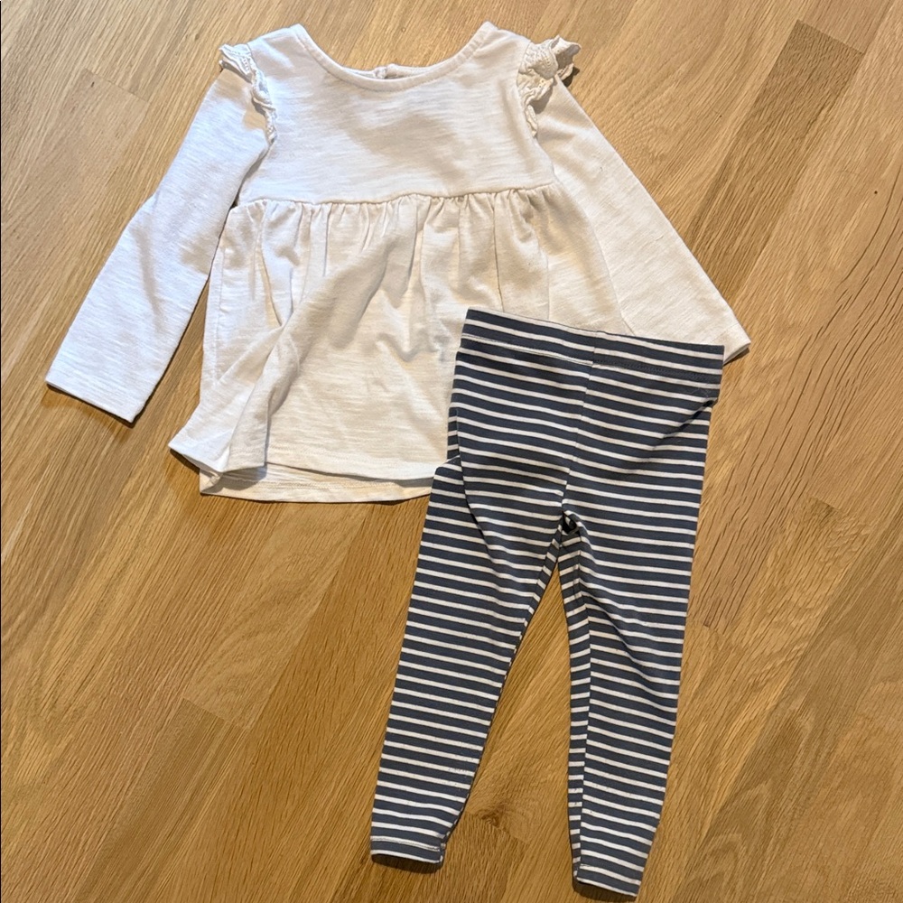 Cynthia Rowley White Top with Striped Leggings